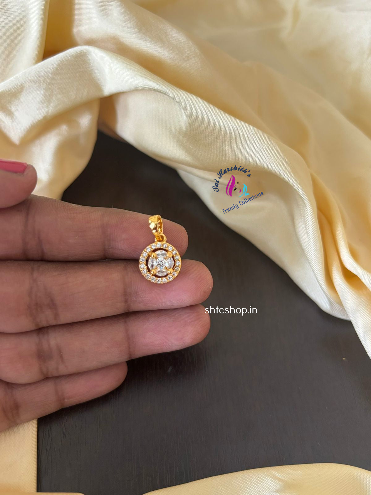 1gm Gold Polished AD Stone Pendant without any images - SHTC1384