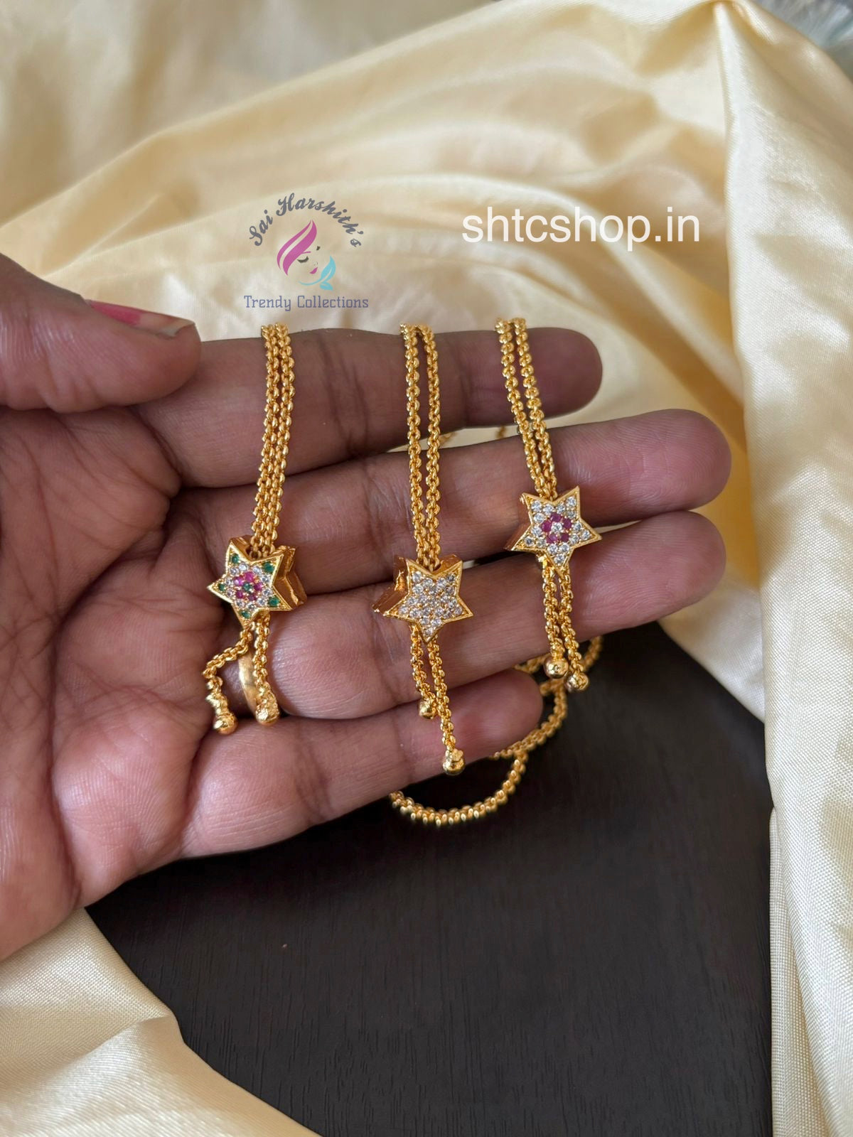 1 gm Gold Polished 18 inches Chain with Star Pendant - SHTC1474