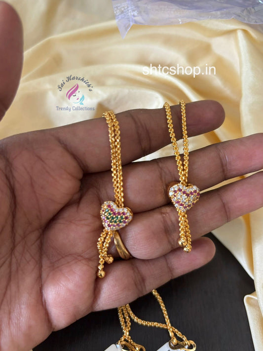 1 gm Gold Polished 18 inches Chain with Heart Pendant - SHTC1475 - Sai Harshith's Trendy Collections