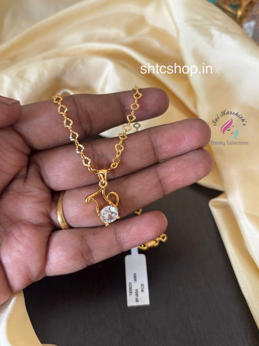 Limited Edition - 1 gm Gold plated 18 inches Ad Stone Pendant Chain - SHTC1478 - Sai Harshith's Trendy Collections