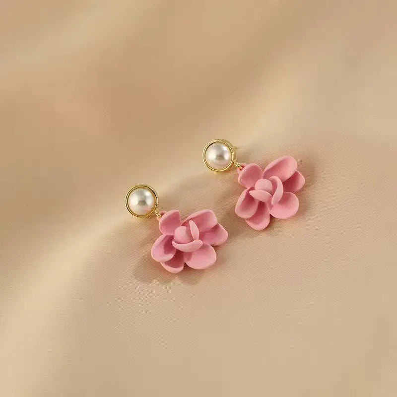 Small design diamond slippers Korean earrings - Pink - KE526