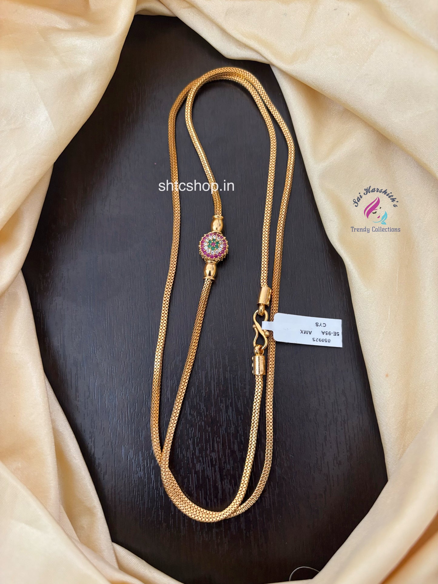 1 Gm Gold Polished 30 inches Mugappu Chain (Multicolor) - SHTC1542