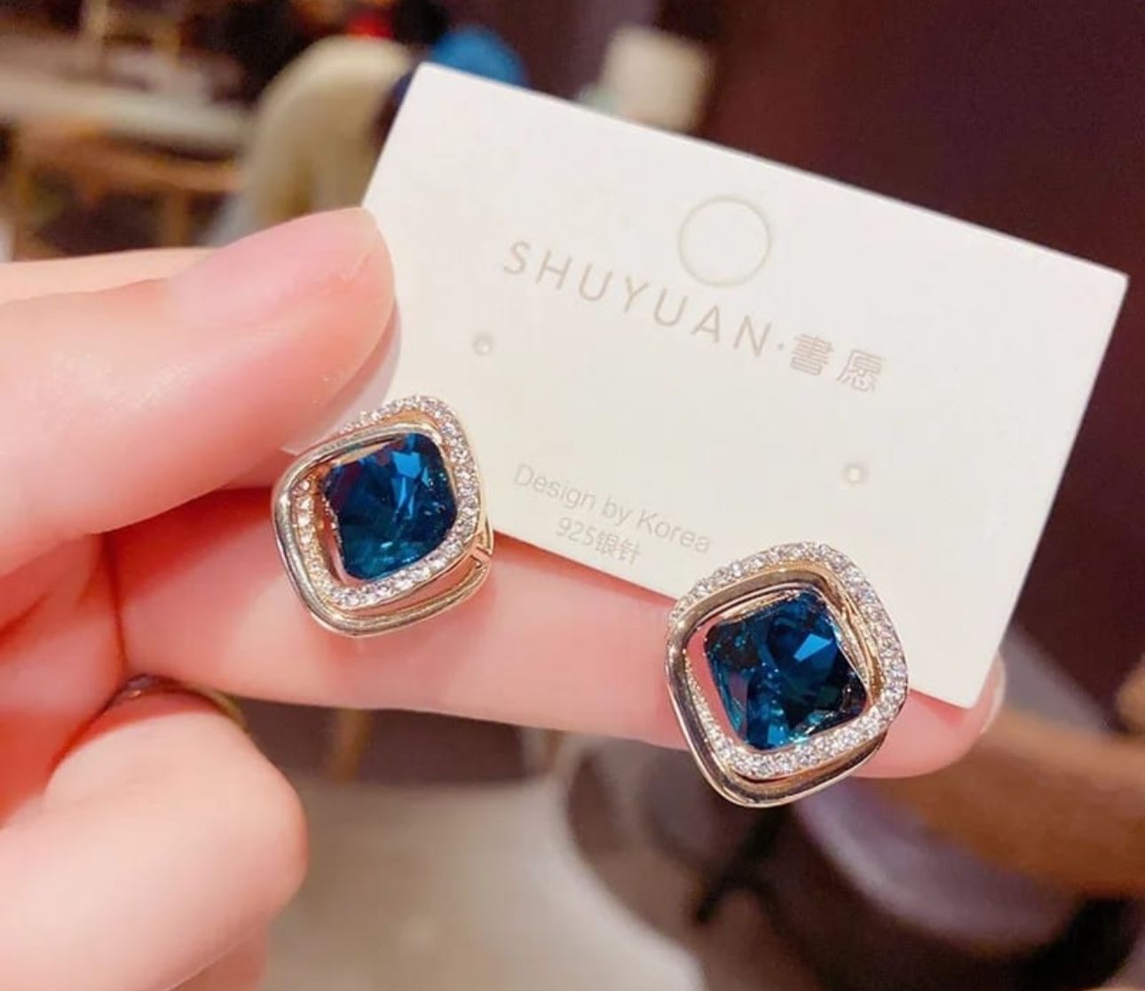 Blue Lush Celebrity Earrings - Blue - KE154