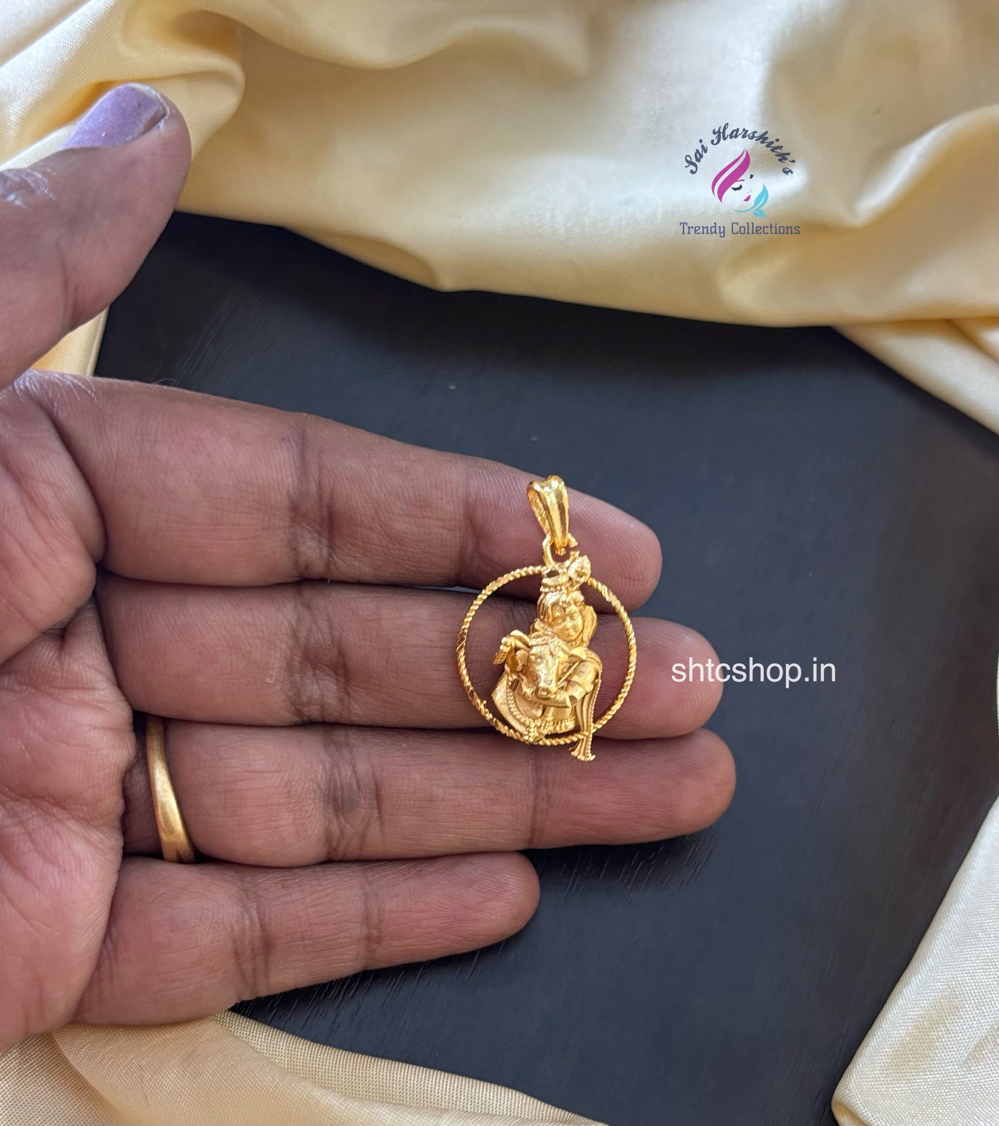 1 gm gold Polished 3D Gopala Krishna Pendant - SHTC1589