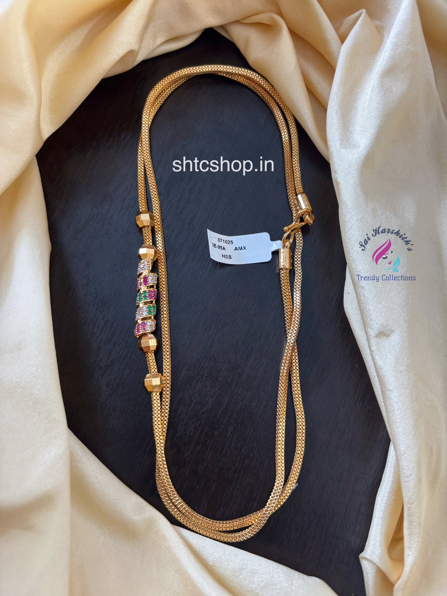 30 Inches 1 gm Gold Polished 360 degree Mugappu Chain (Multicolor) - SHTC1608