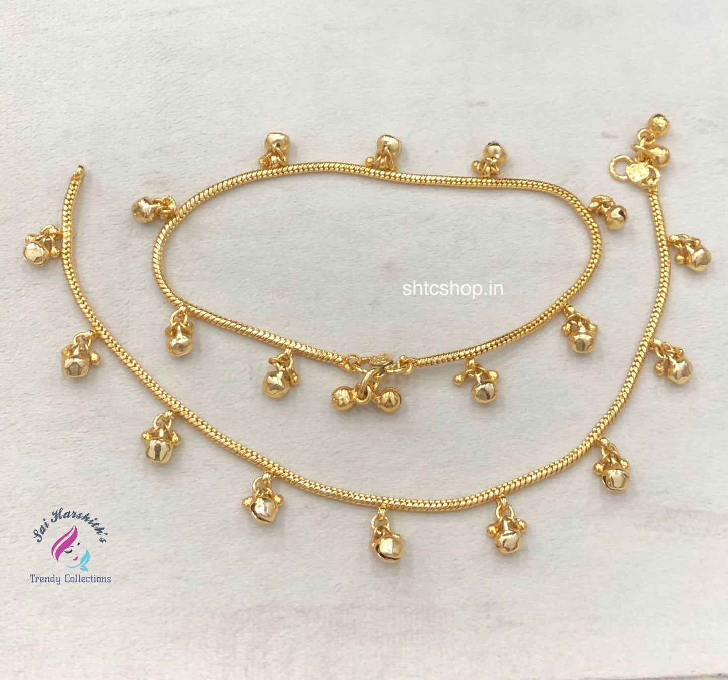 Antique Polish Premium Quality Brass Metal Anklets (Only 10.5 SIze) - SHTC1635