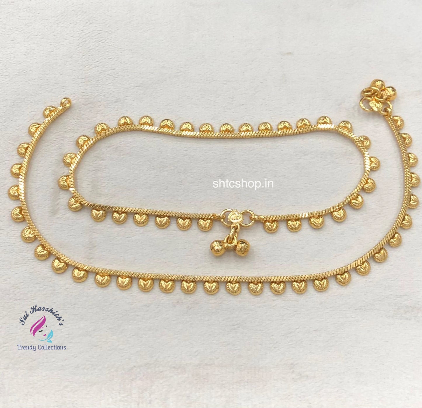 Antique Polish Premium Quality Brass Metal Anklets (Only 10.5 Size) - SHTC1637