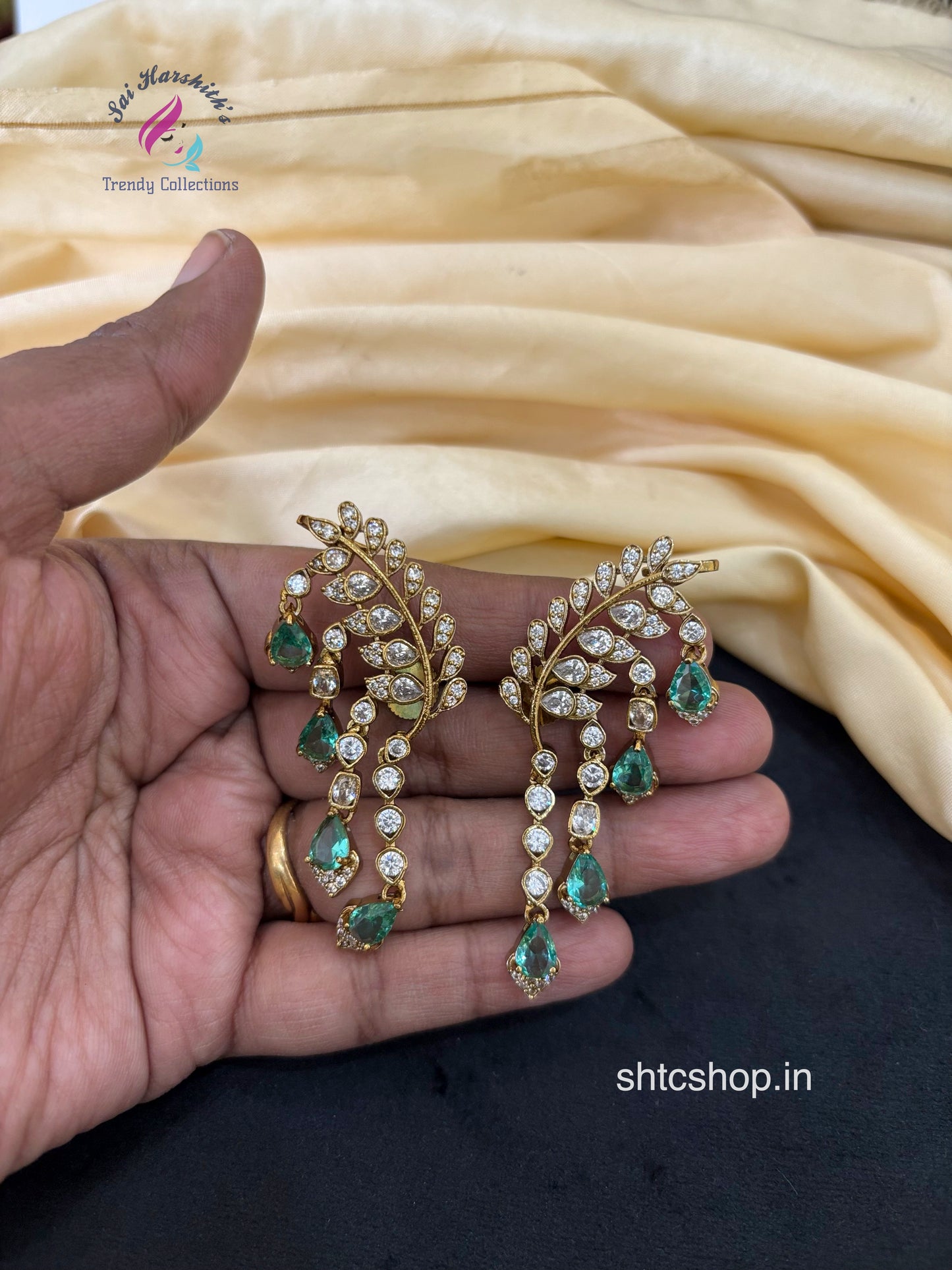 Trending Victorian Finish Diamond look alike Ear Cuff Earrings - SHTC1654