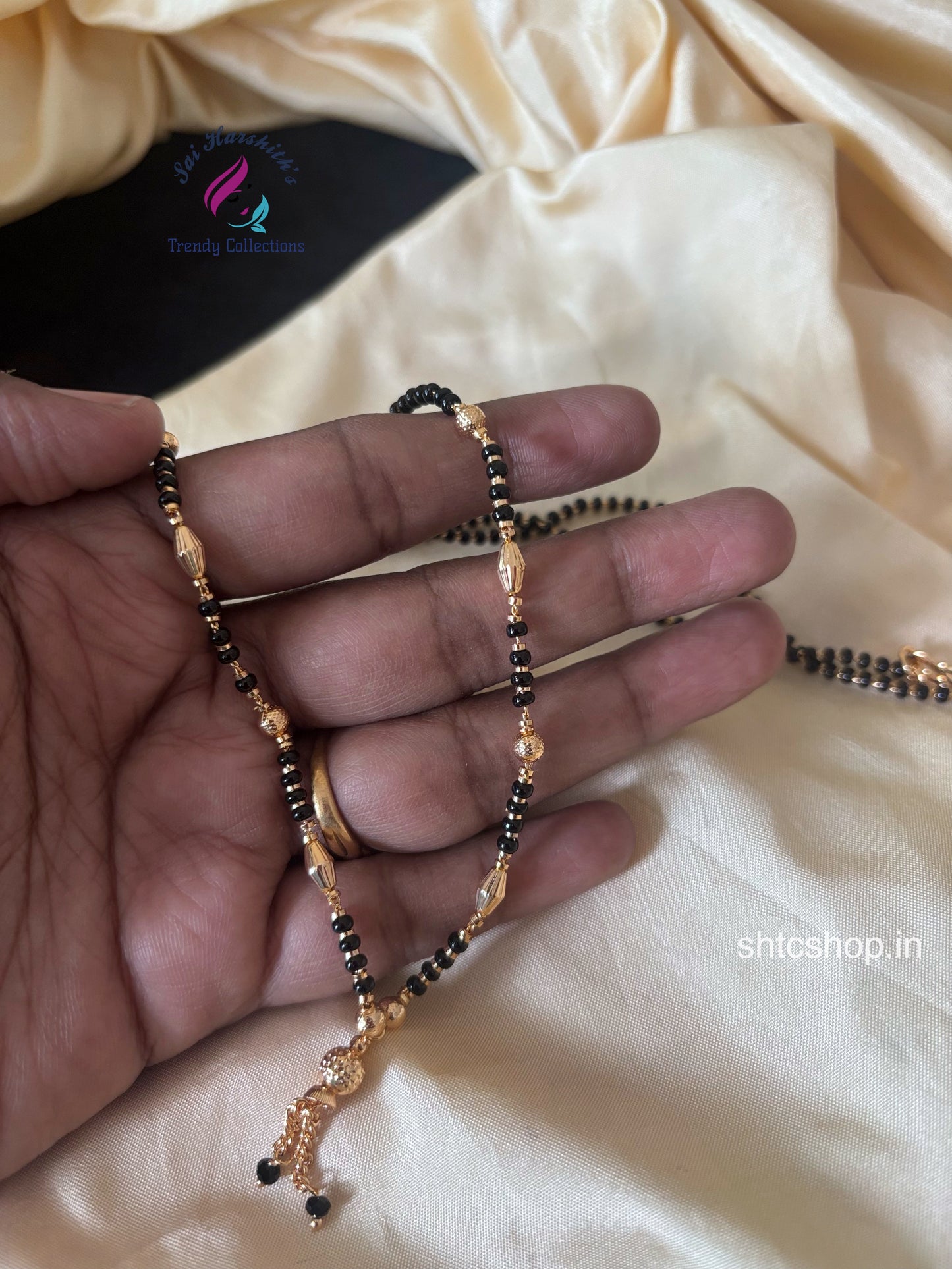 Gold Finish Black Beaded 20 inches Mangalsutra - SHTC1713