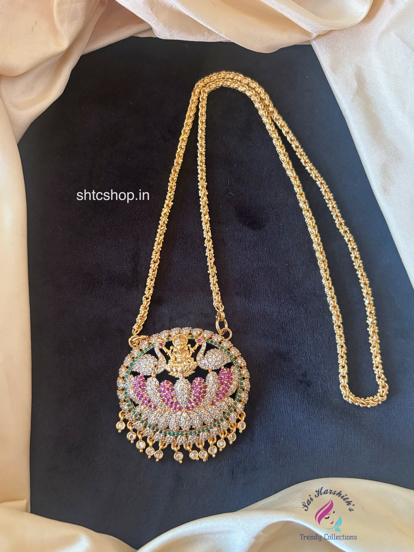 1 Gm Gold Polished 24 inches Dollar Chain with Lakshmi Annam and Lotus - SHTC1729