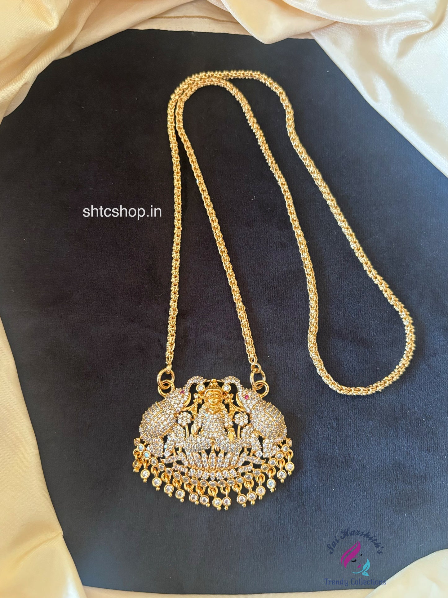 1 Gm Gold Polished 24 inches Gajalakshmi Dollar Chain - SHTC1730