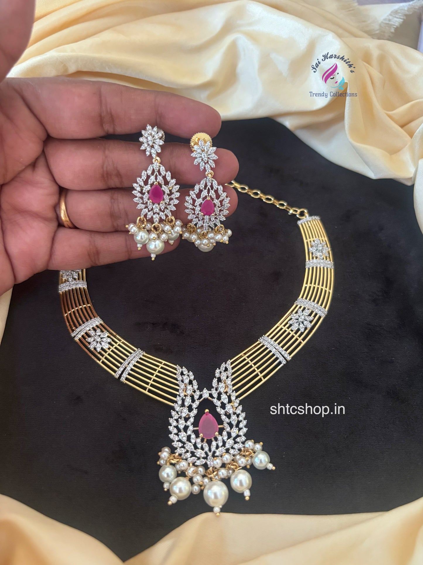 New Trending Diamond look alike AD Necklace - SHTC1747