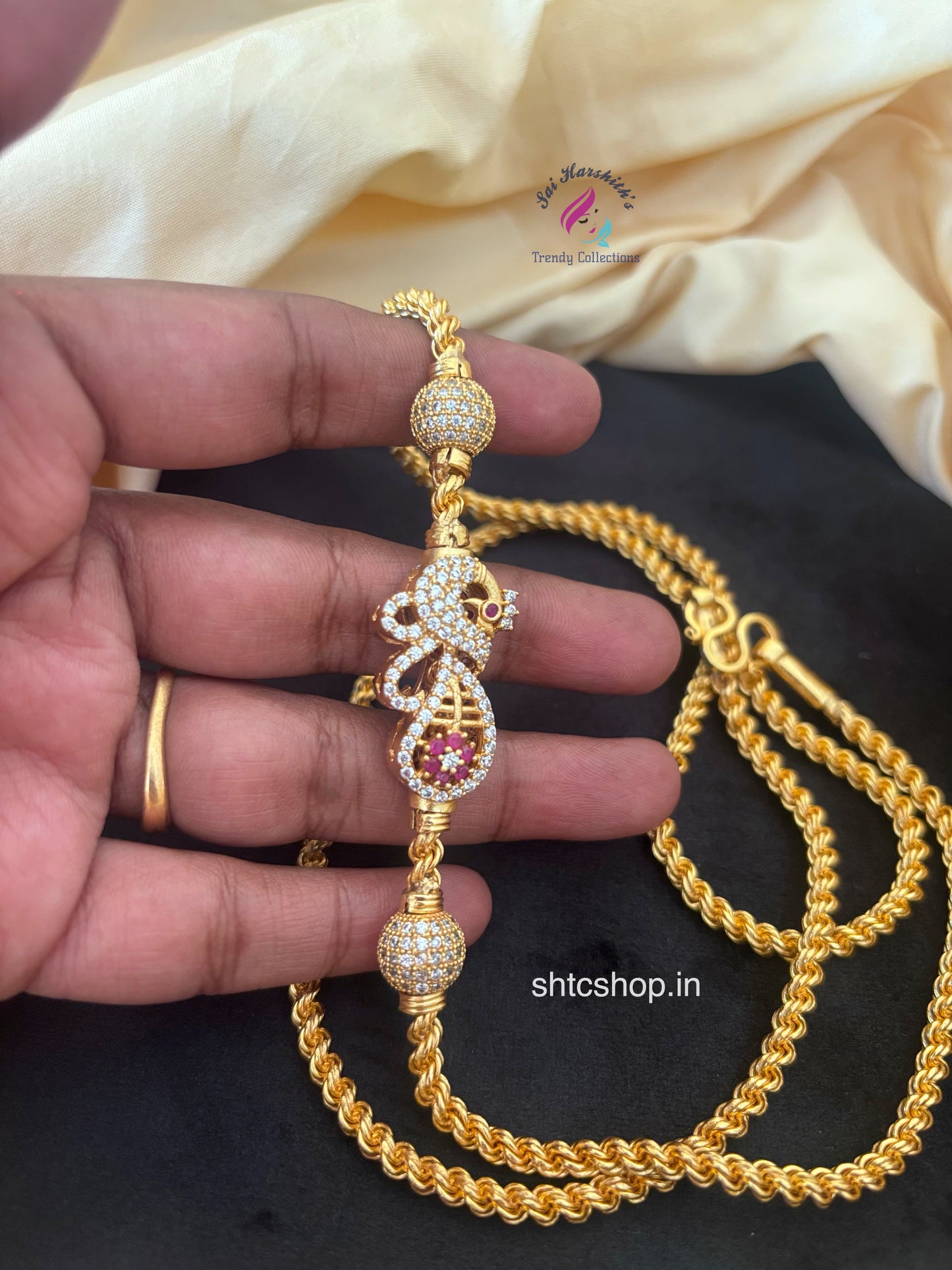 Pure Impon / Five Metal mugappu Chain with 110mg Gold Polish (360 dregree design) - SHTC1754