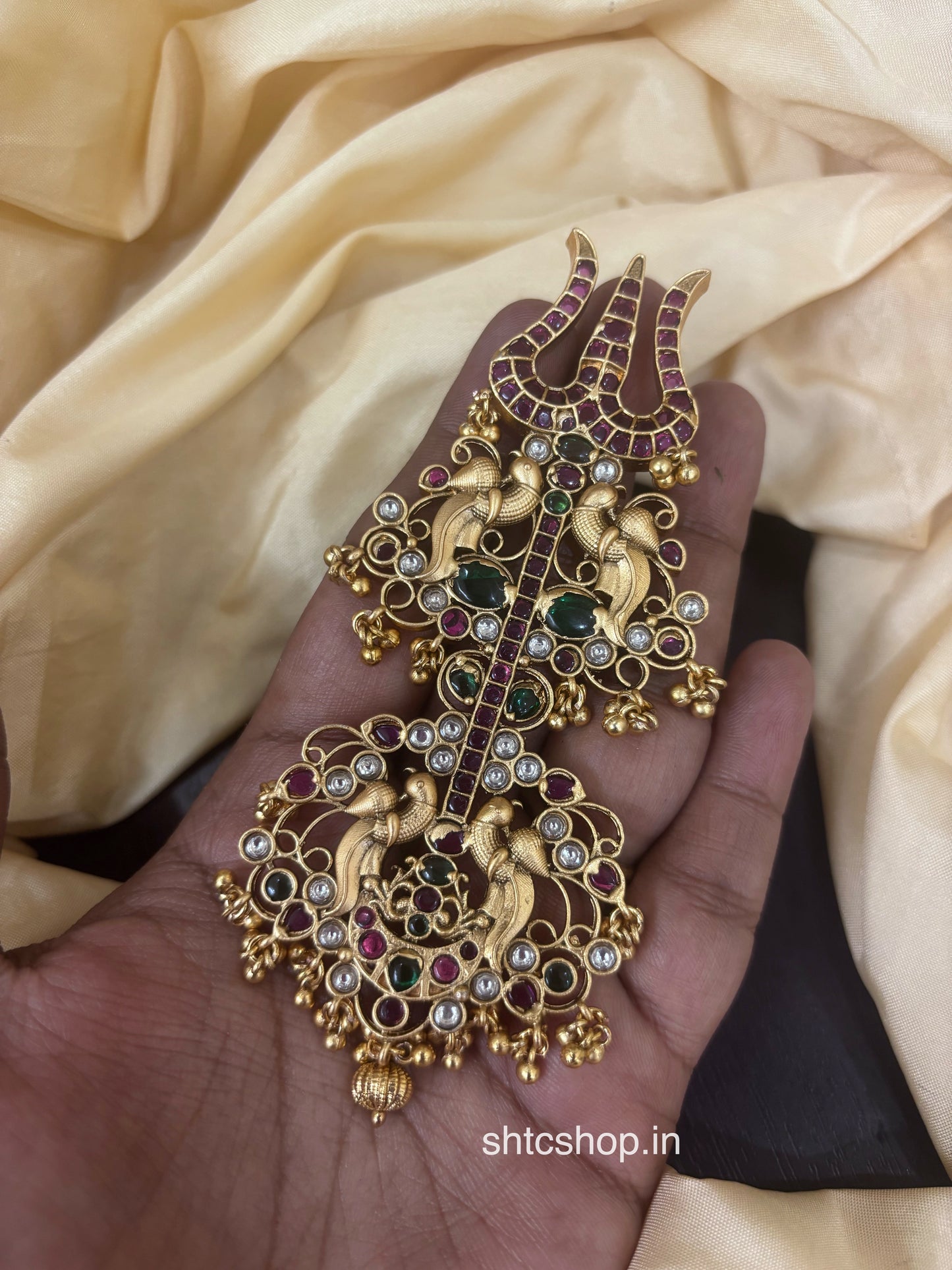 Matte Finish Rudra Trishul Kempu Pendant - SHTC1791