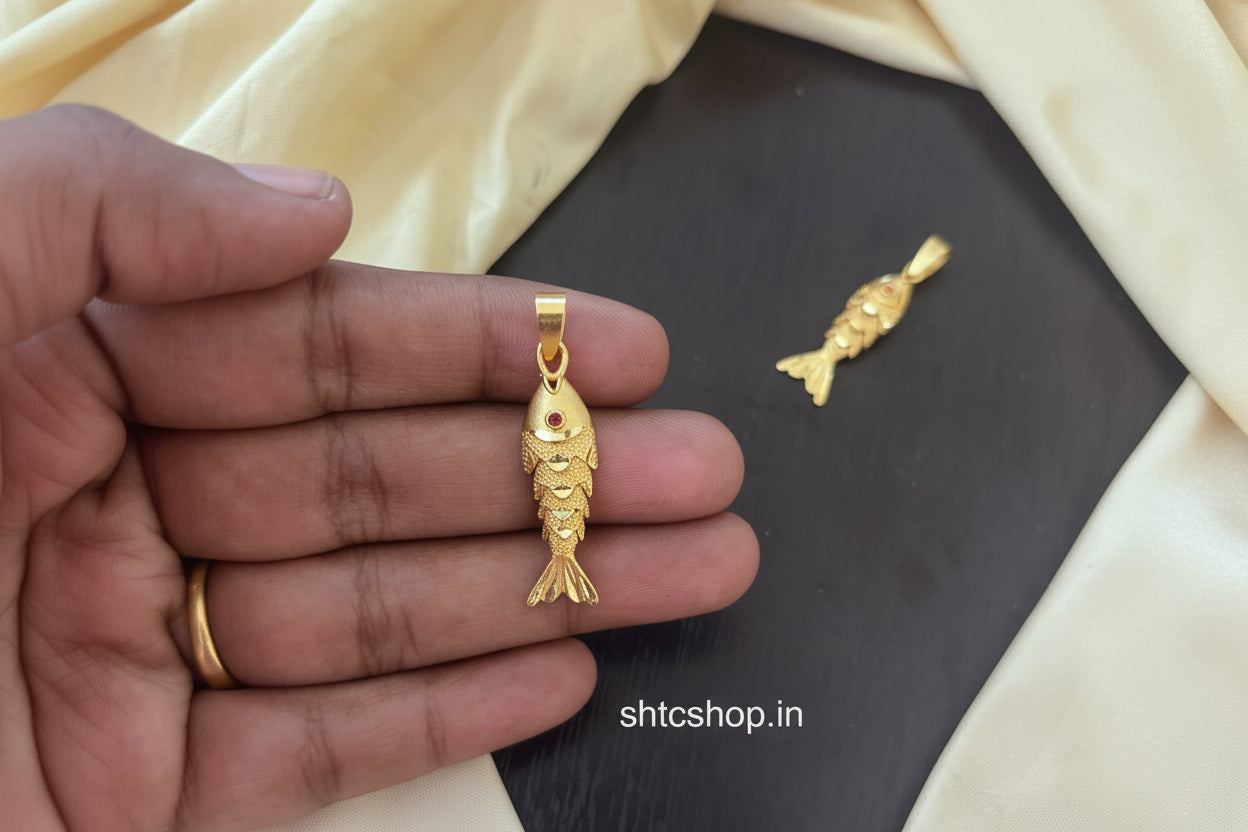 On Demand - 1 Gm Gold Polished Fish Pendant - SHTC1826