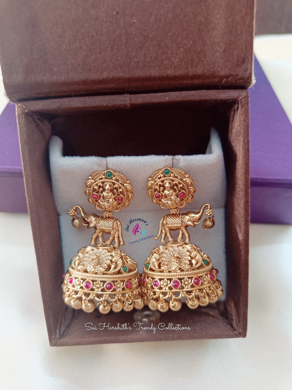 Eternal Majesty Brass Elephant Jumkas - SHTC183 - Sai Harshith's Trendy Collections