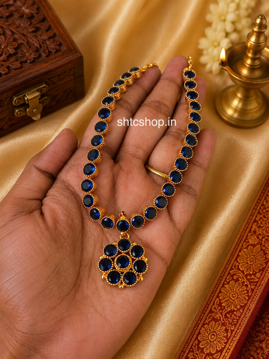 Premium Stone Temple Jewellery Collection | Emerald, Ruby & Sapphire Inspired Designs - SHTC1848