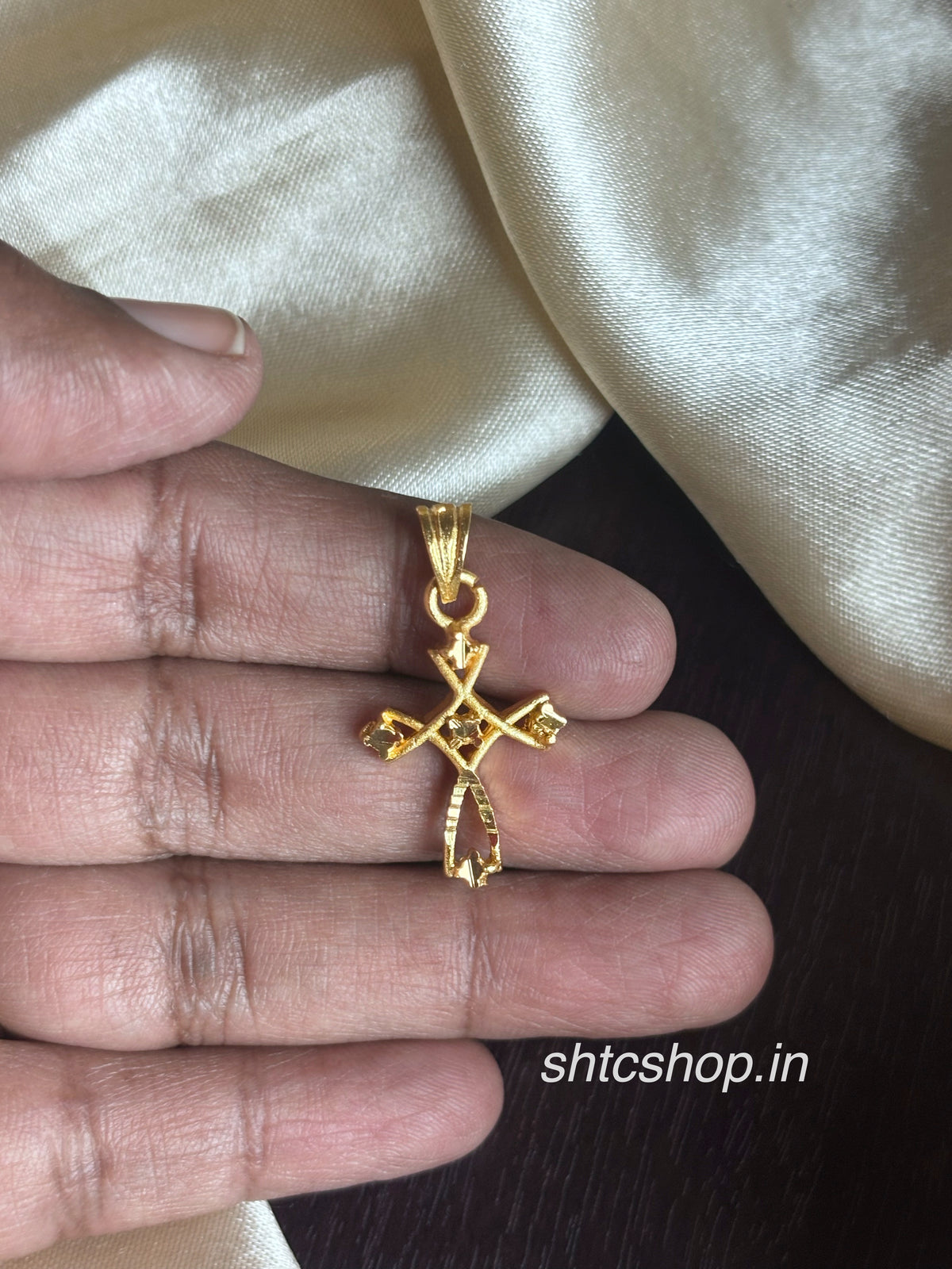 1 Gram Gold Polished Cross Pendant | Traditional Christian Religious Jewellery - SHTC1982
