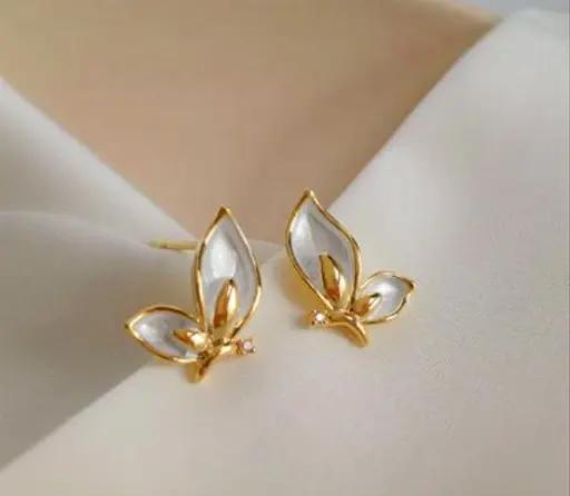 Golden Butterfly Enameled Stud - KE222