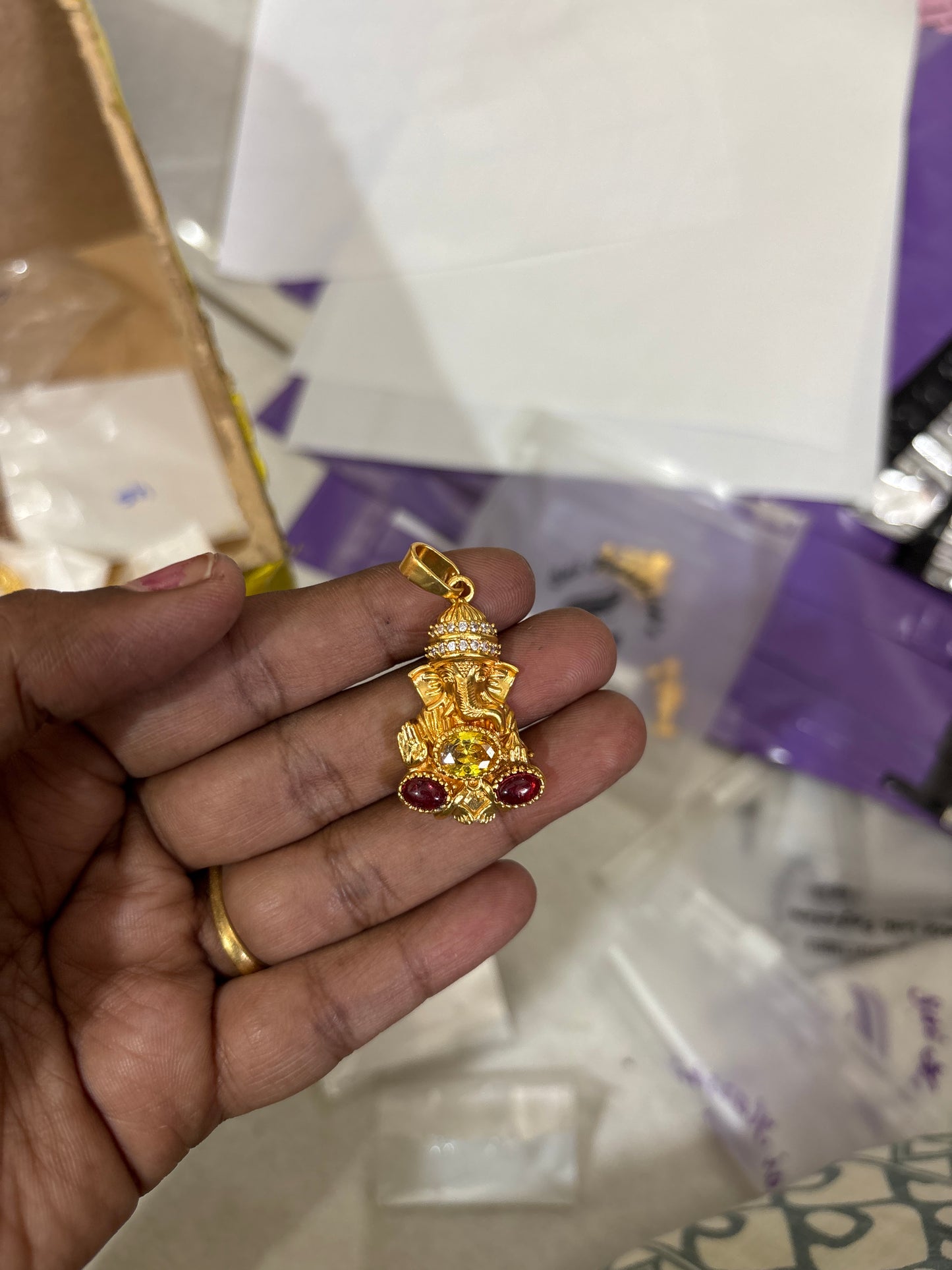 Matte Finish Ganesha Pendant - SHTC1137