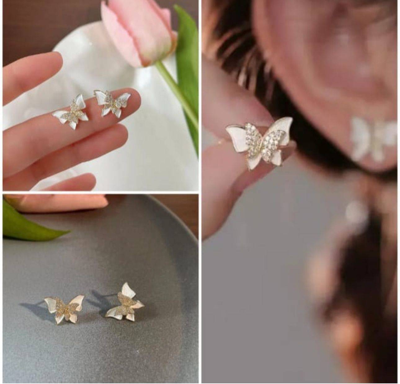 Dual Butterfly Korean Earrings - KE310