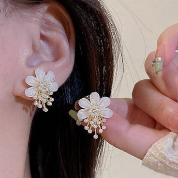Pearl Floral Korean Earrings - KE313