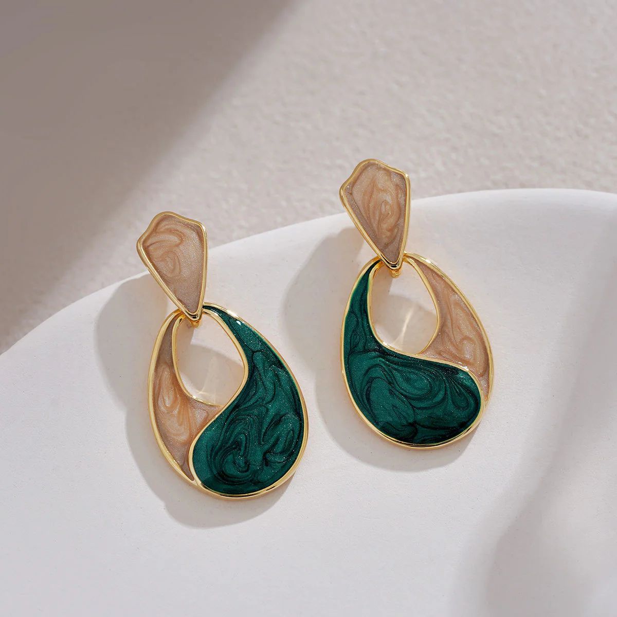 French retro water drop glaze haze blue Korean earrings - KE331