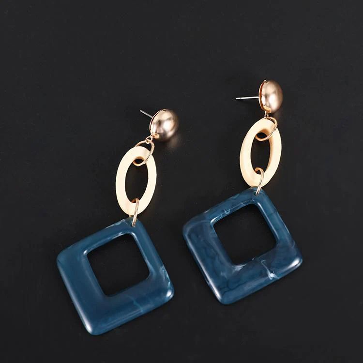 Blue Danglers Korean Earrings - KE348