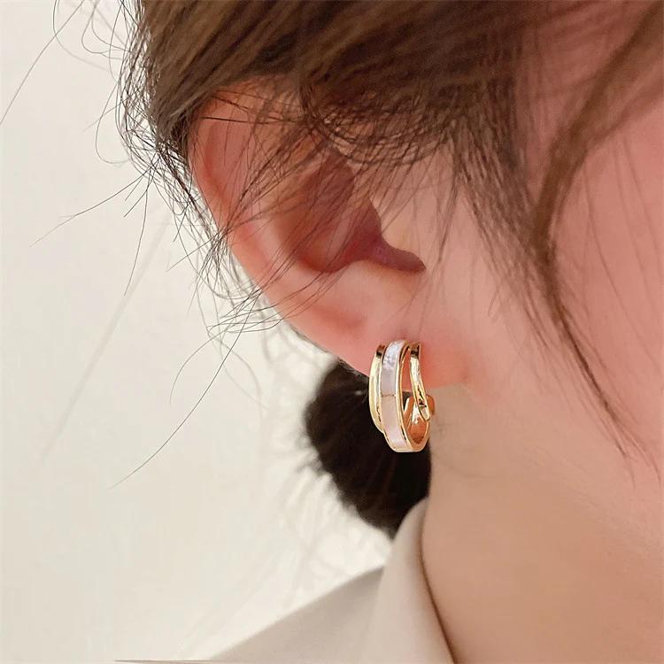 Simple C-shaped Korean earrings for women - White colour - KE367 - Sai Harshith's Trendy Collections