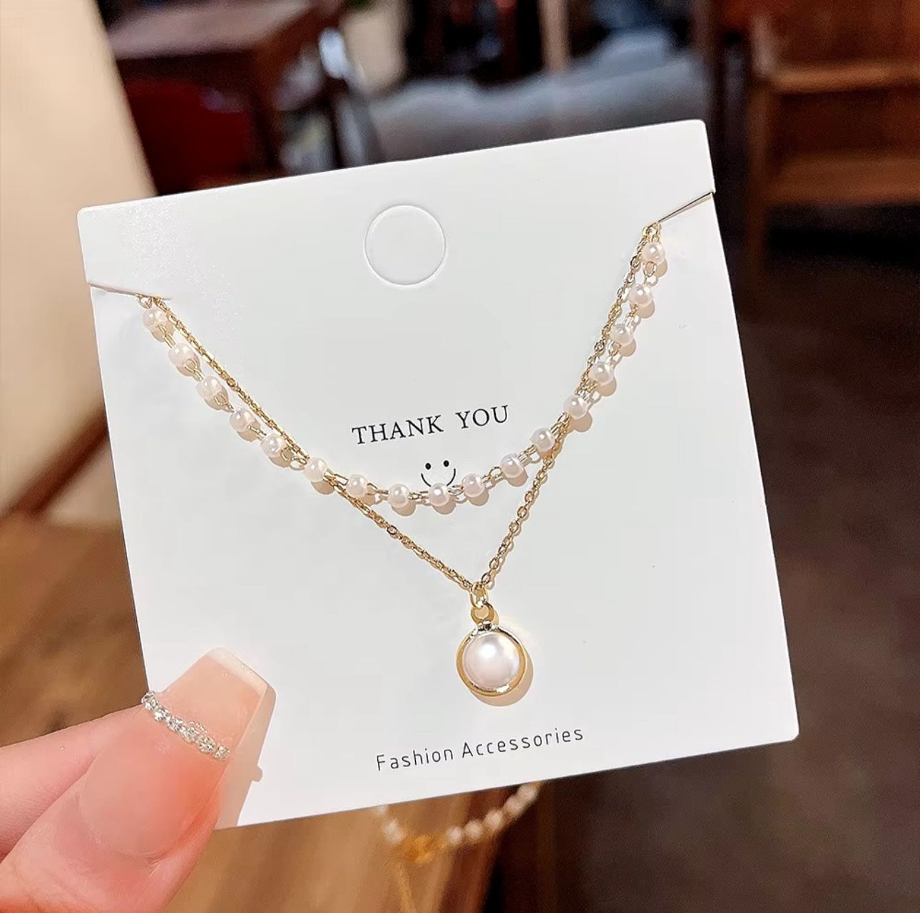 Pearl Drop Double Layer Pearl Chain Necklace - KE374 - Sai Harshith's Trendy Collections