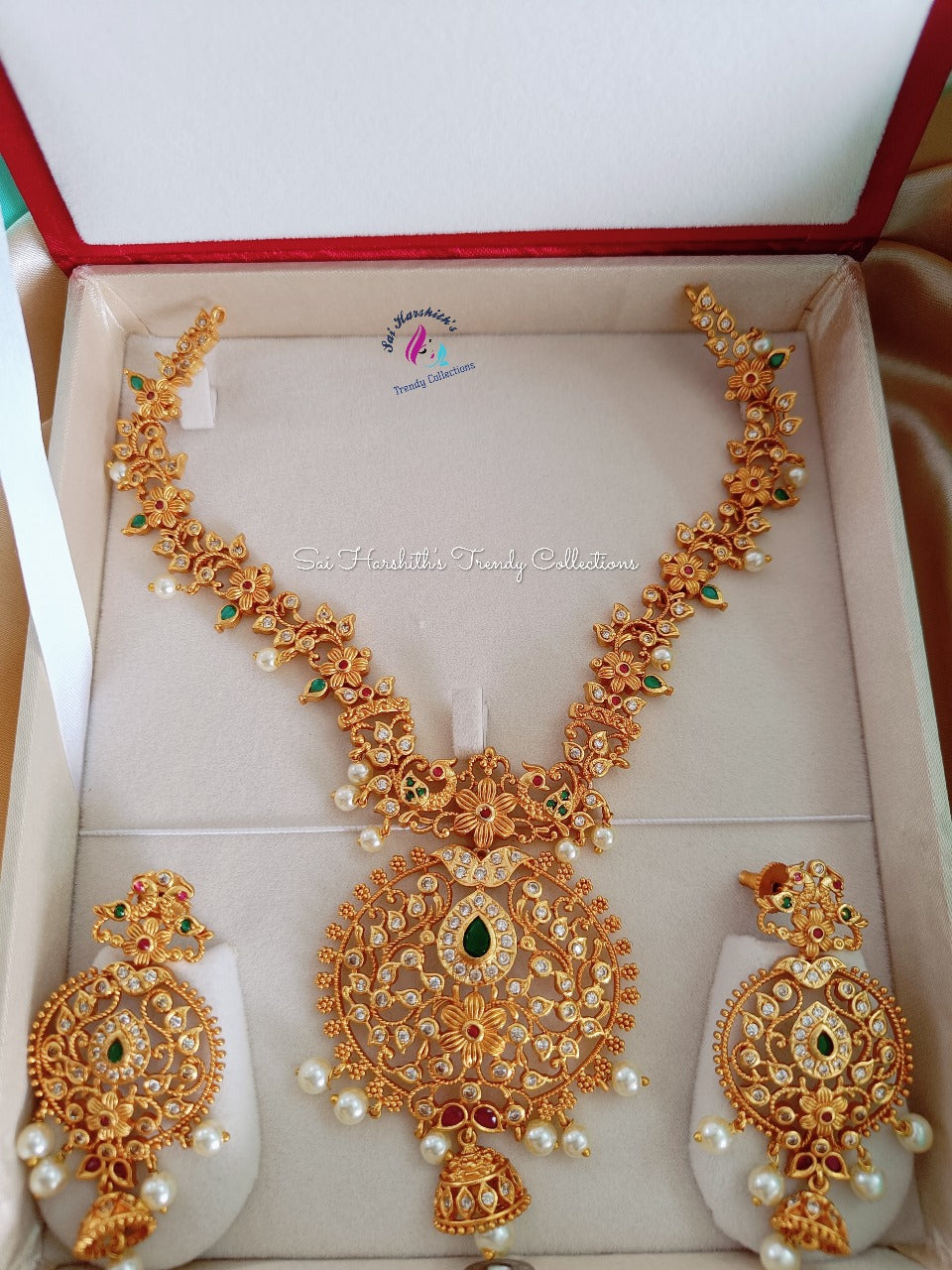 Cz Matte Necklace - SHTC377 - Sai Harshith's Trendy Collections