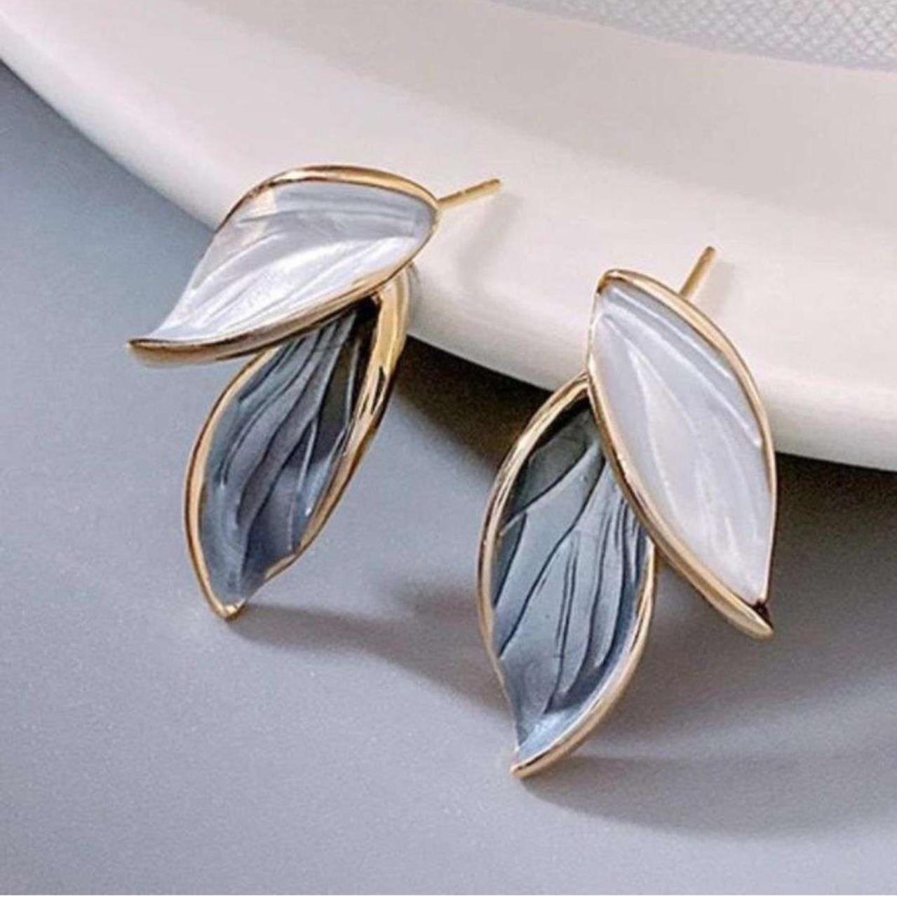Oil Painted Leaf Studs - KE387 - Sai Harshith's Trendy Collections