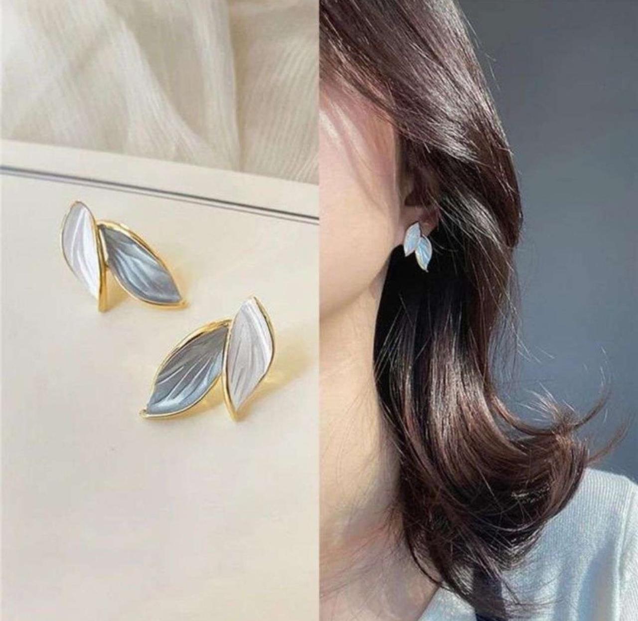 Oil Painted Leaf Studs - KE387 - Sai Harshith's Trendy Collections