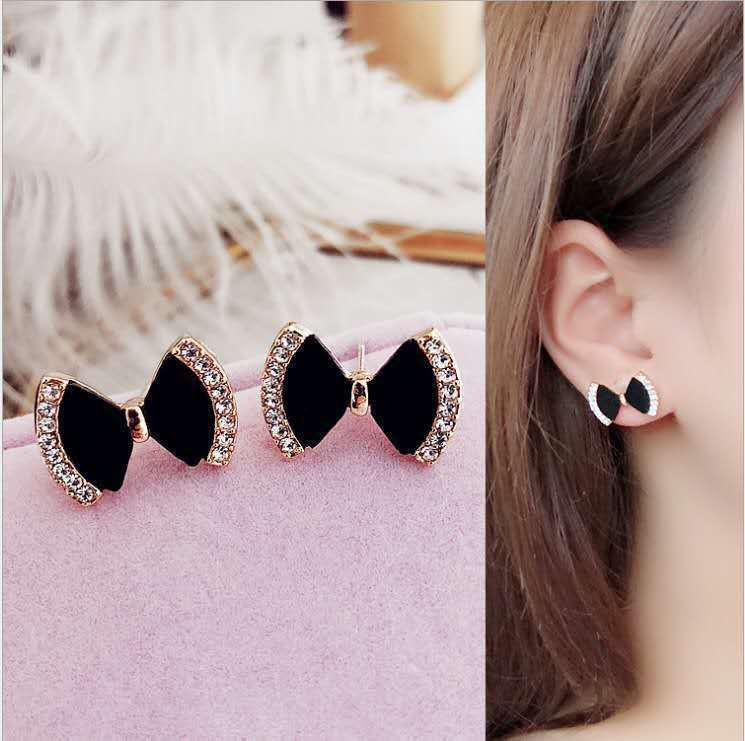 Black Bow Korean Earring - KE392 - Sai Harshith's Trendy Collections