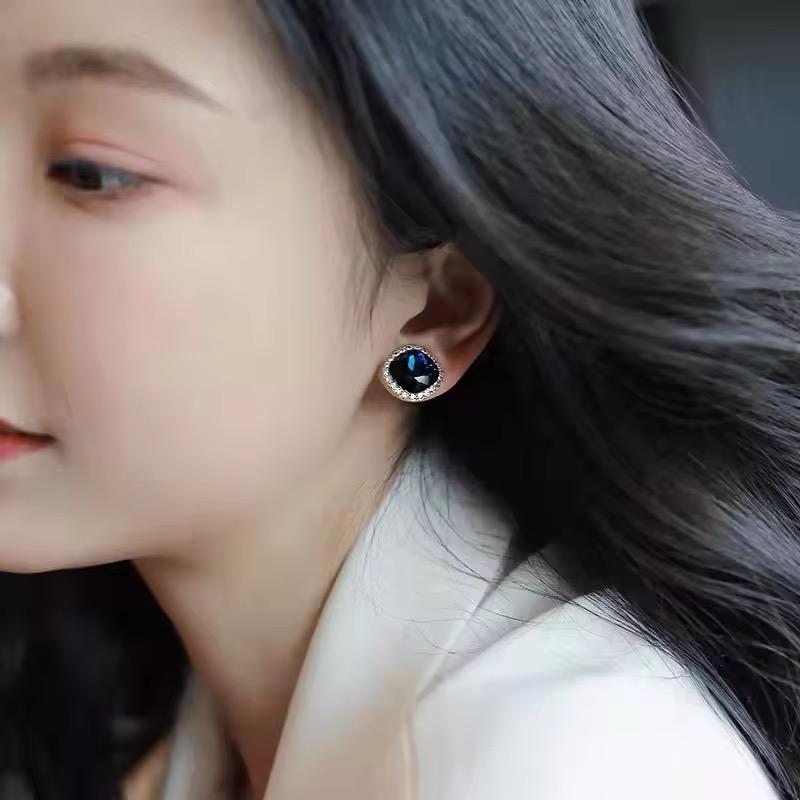 Blue Zircon Crystal Earrings Luxury Diamond Earrings - KE407