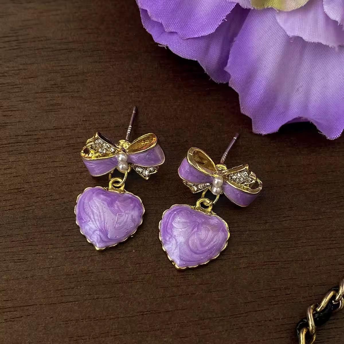 Lavender Purple Love Korean Earrings - KE412 - Sai Harshith's Trendy Collections