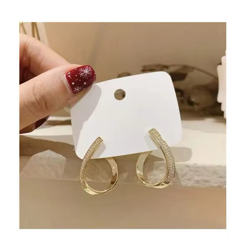 Criss Cross AD Stone Korean Earrings - KE420