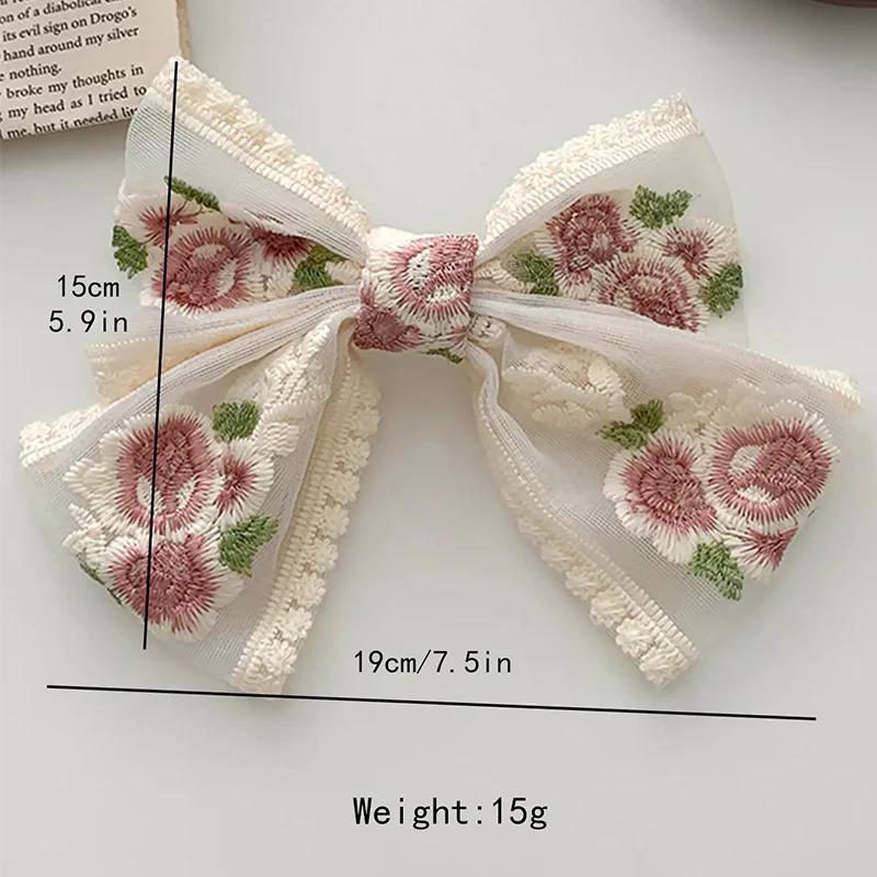 Super fairy French embroidered ribbon butterfly hairpin - Short Bow - KE437