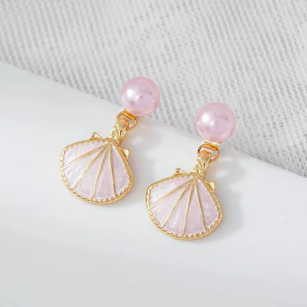 Retro ocean style earrings - Pink - KE441 - Sai Harshith's Trendy Collections