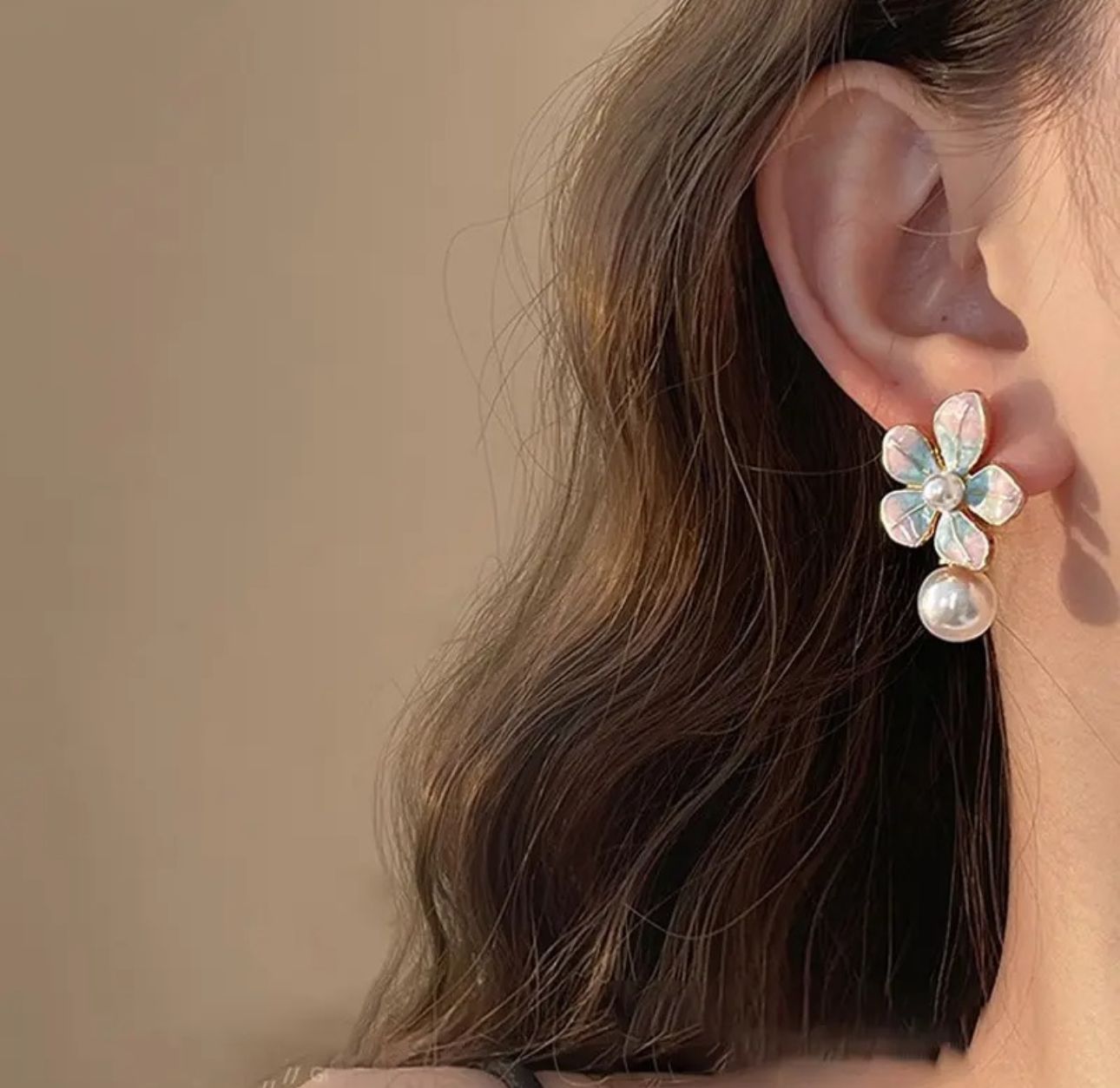 Sweet Oil Dropping Flower Paint Korean Earrings - KE458