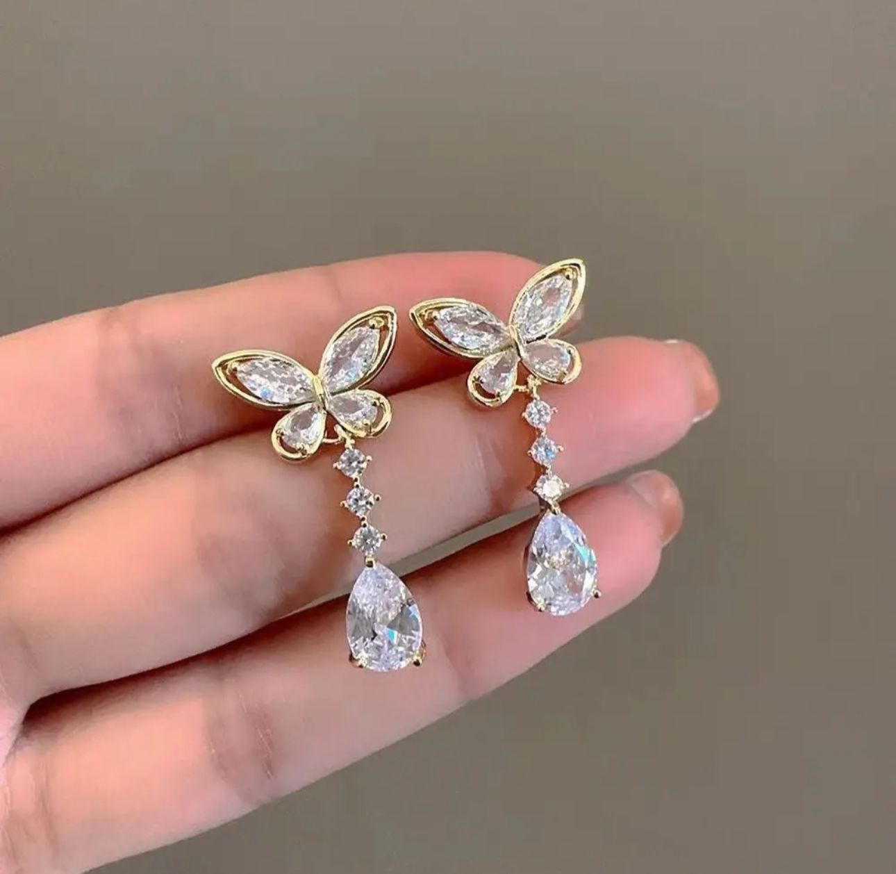 Butterfly Crystal drop Korean earrings - KE460 - Sai Harshith's Trendy Collections