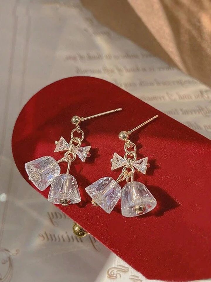 Korean version of pearl zircon earrings - KE465