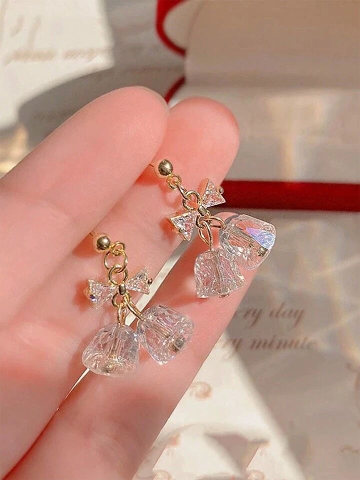 Korean version of pearl zircon earrings - KE465