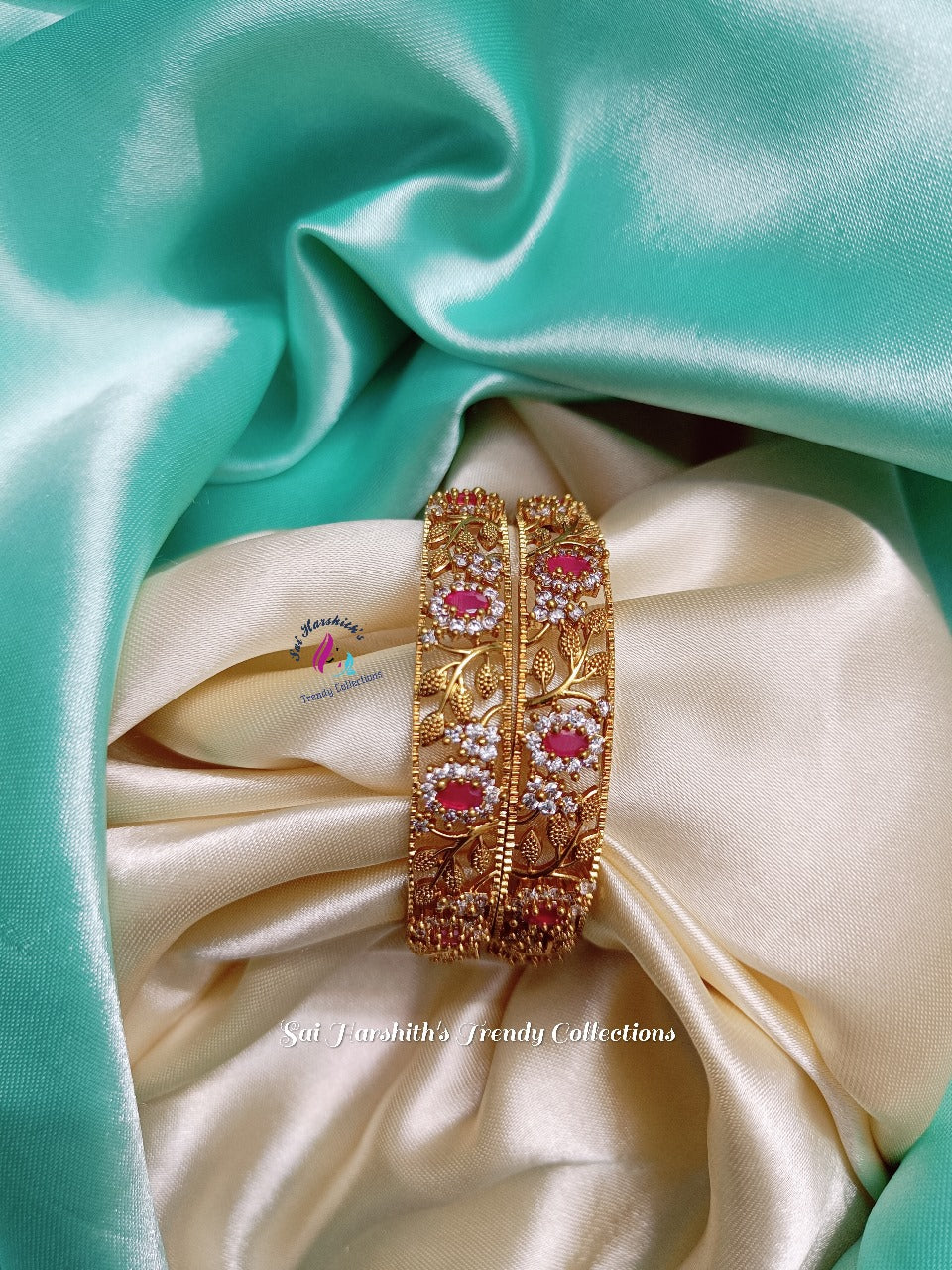 Matte Finish Cz Bangles - SHTC469 - Sai Harshith's Trendy Collections