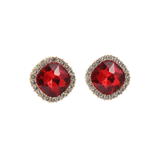 Red Zircon Crystal Earrings Luxury Diamond Earrings - KE484 - Sai Harshith's Trendy Collections