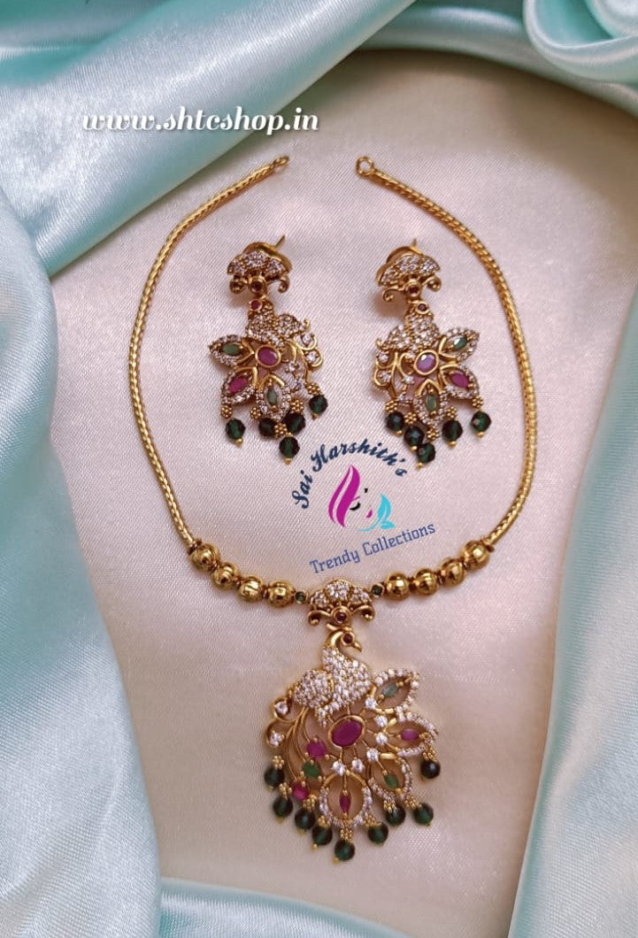 Gold Finish AD Necklace - SHTC529 - Sai Harshith's Trendy Collections