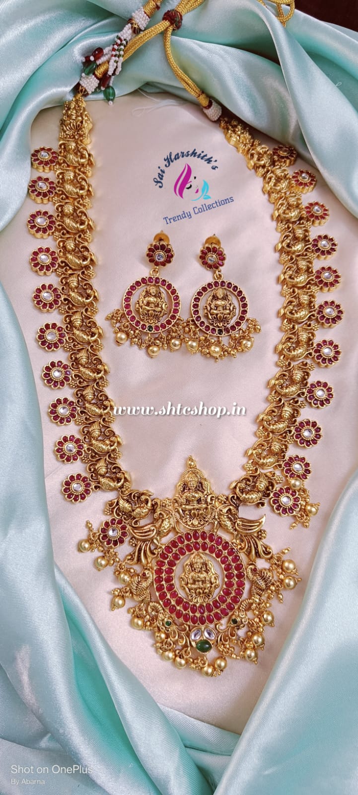 Temple Finish Kempu Stones Long Harram - SHTC547 - Sai Harshith's Trendy Collections