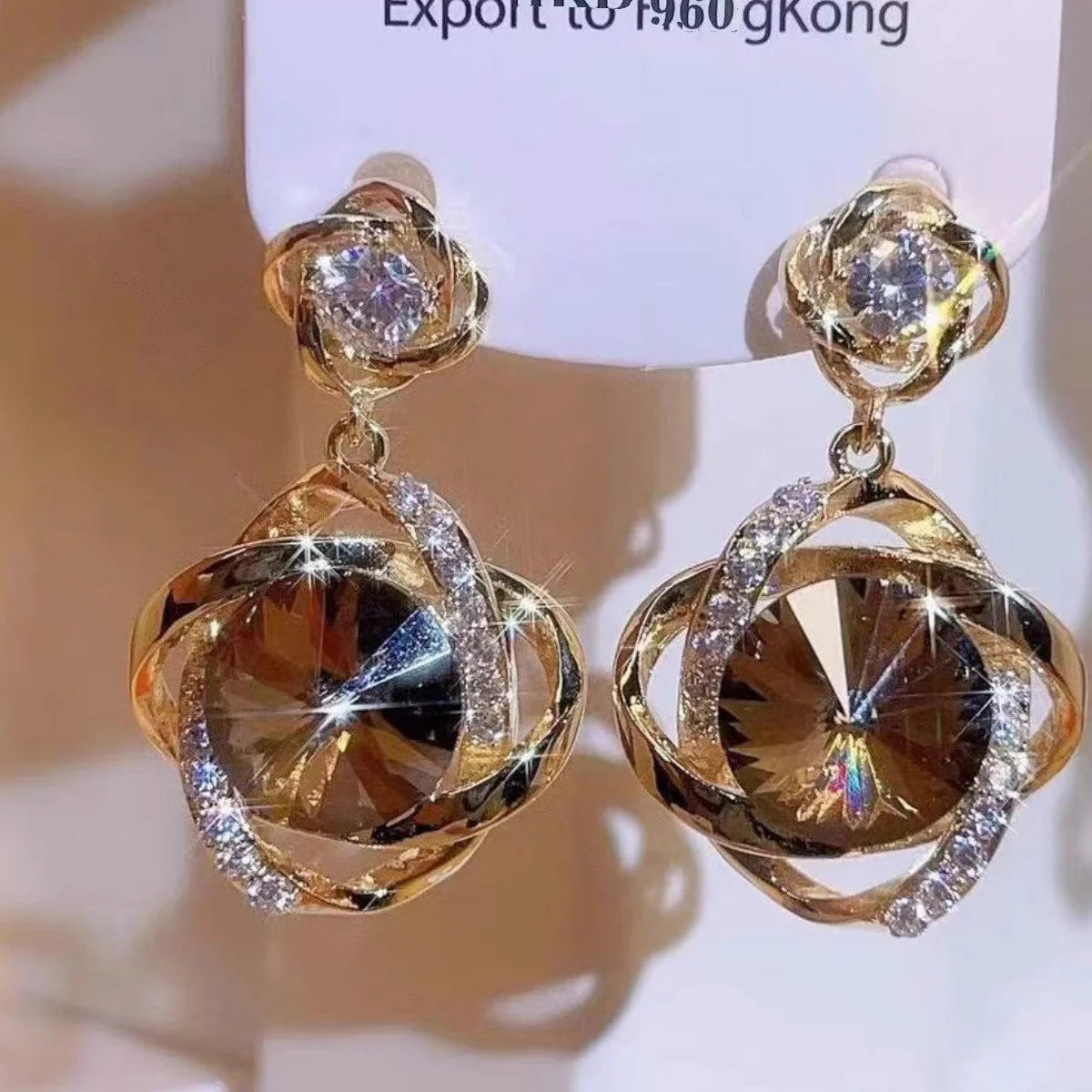 Black Stone Korean Earrings - KE584