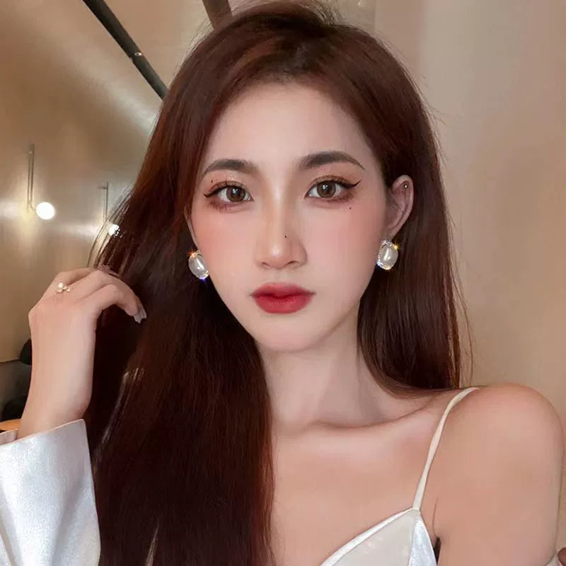 New fashion diamond pearl white Korean earrings - KE585