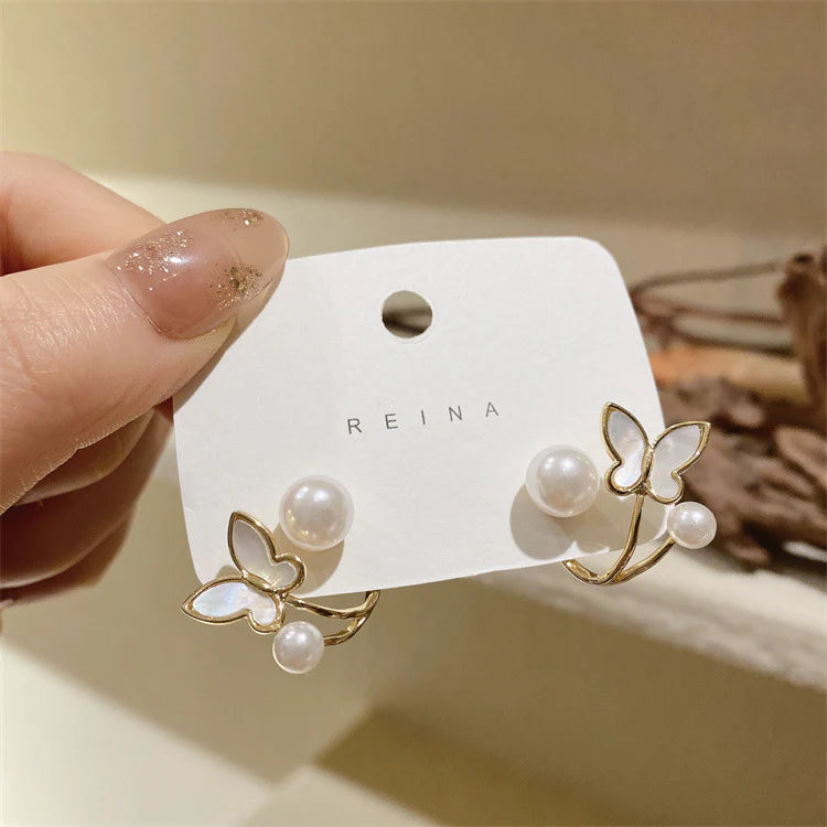 Korean Style Butterfly Oil Earrings - KE610